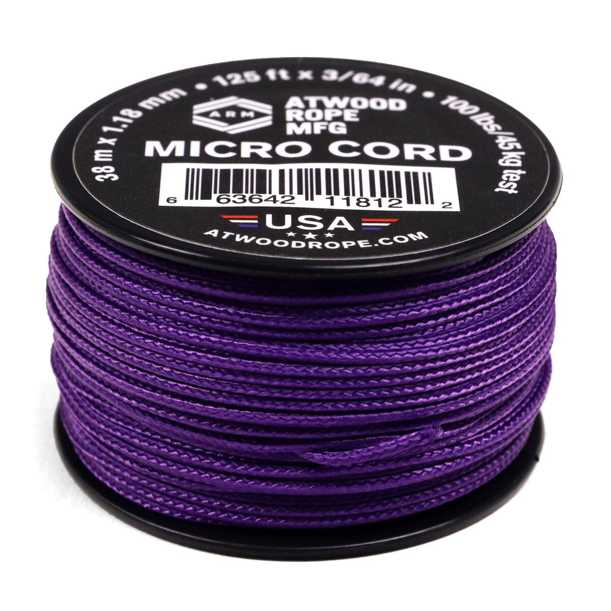 Atwood Rope Micro Cord Paracord 1.18mm (3/64) X 125ft Spool USA